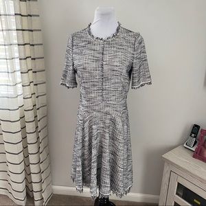 Rebecca Taylor Tweed Fringe Dress Size 10 Zip Back